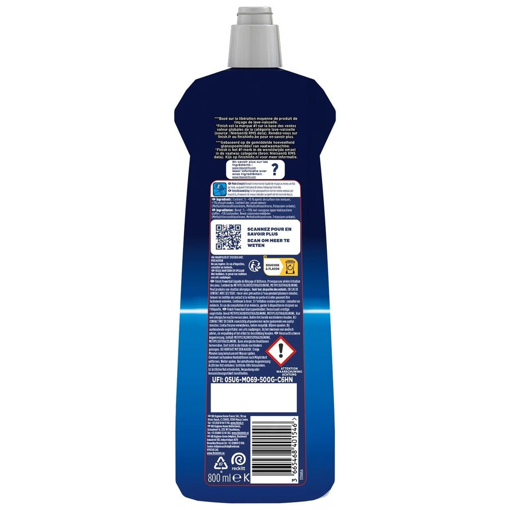 Finish Powerball Shine Liquide de Rinçage Lave-Vaisselle Anti-Taches d'Eau Séchage Rapide 2 x 800 ml (= 1,6 L)