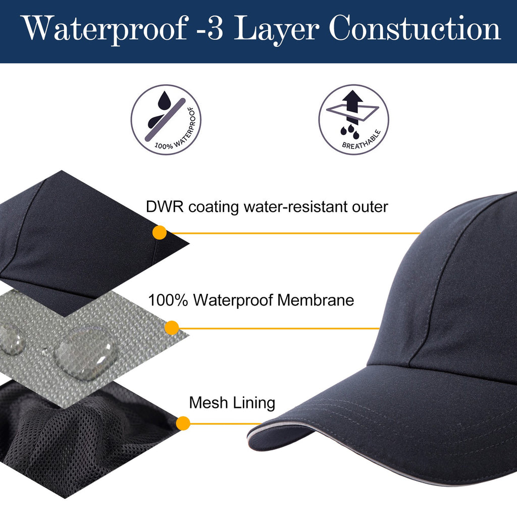 TOP-EX Casquette de course imperméable haute performance Tous temps Style baseball souple Urban Storm M/L Bleu marine
