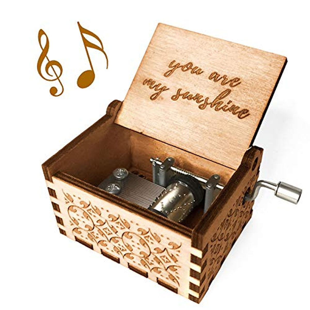 Alphynix Boîte à musique "You Are My Sunshine" en bois