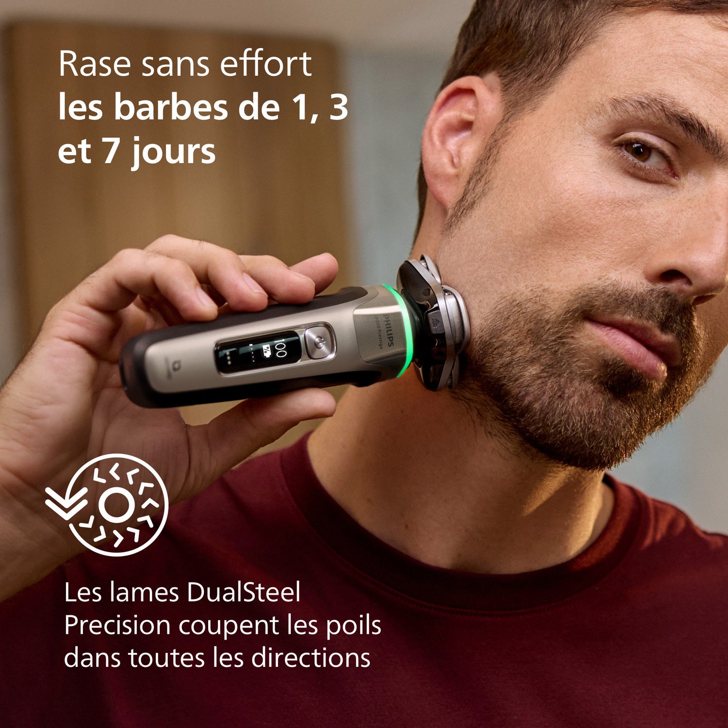 Philips XP9203/30 Rasoir électrique avec système Triple Lift & Cut, lames rotatives 360° Dual SteelPrecision, capteur Pressure Guard, Quick Clean Pod, socle de charge - Noir