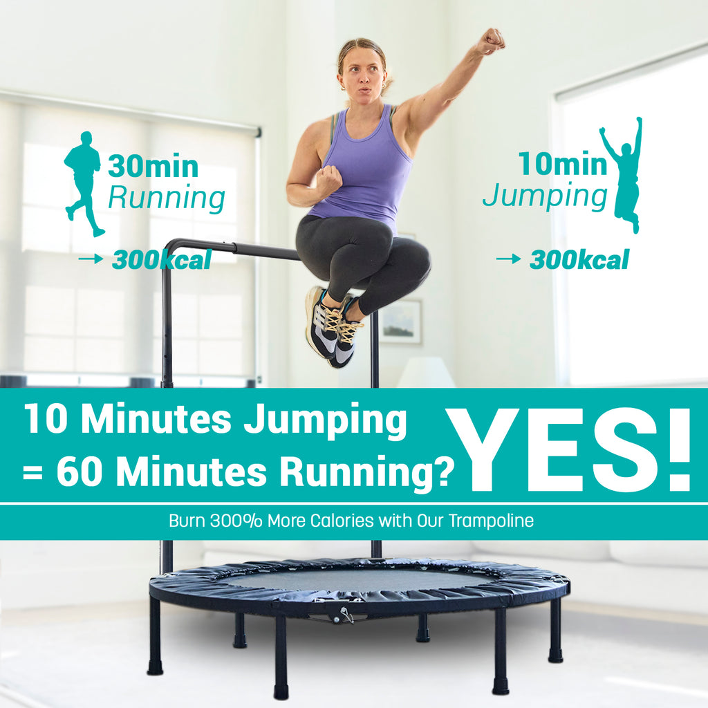 SPORTSOUL Mini rebondisseur de fitness pliable 40" avec poignée, pré-assemblé, charge maximale 70 kg