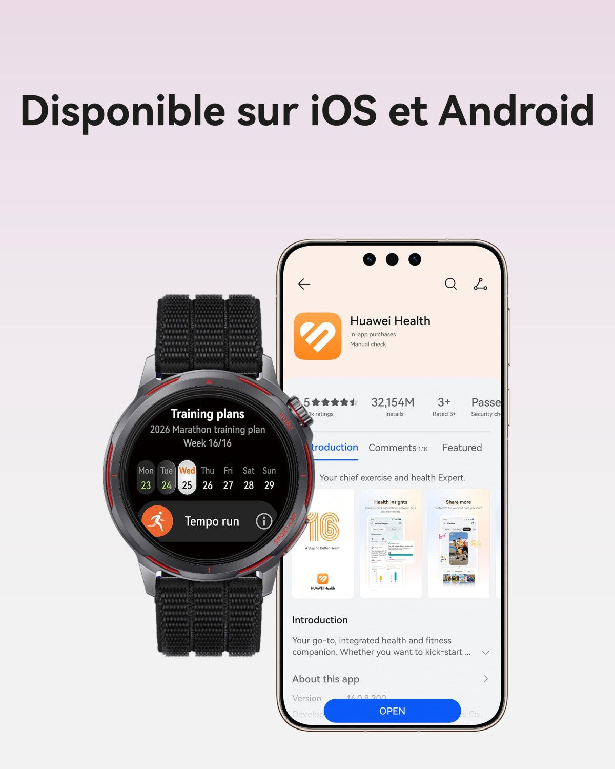 Huawei Montre Connectée GT Runner 2 Bleu Crépusculaire