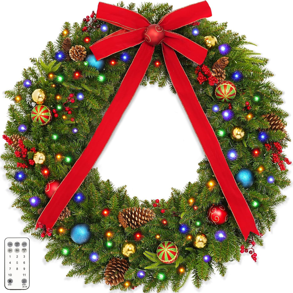 DDHS Couronne de Noël 48 pouces avec 200 lumières - 1 pièce