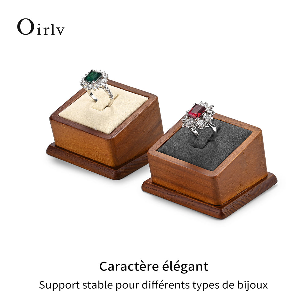 Oirlv Porte-bague en bois massif, support d'affichage de bague carré, présentoir de bijoux, support d'affichage pour boucles d'oreilles et bracelets