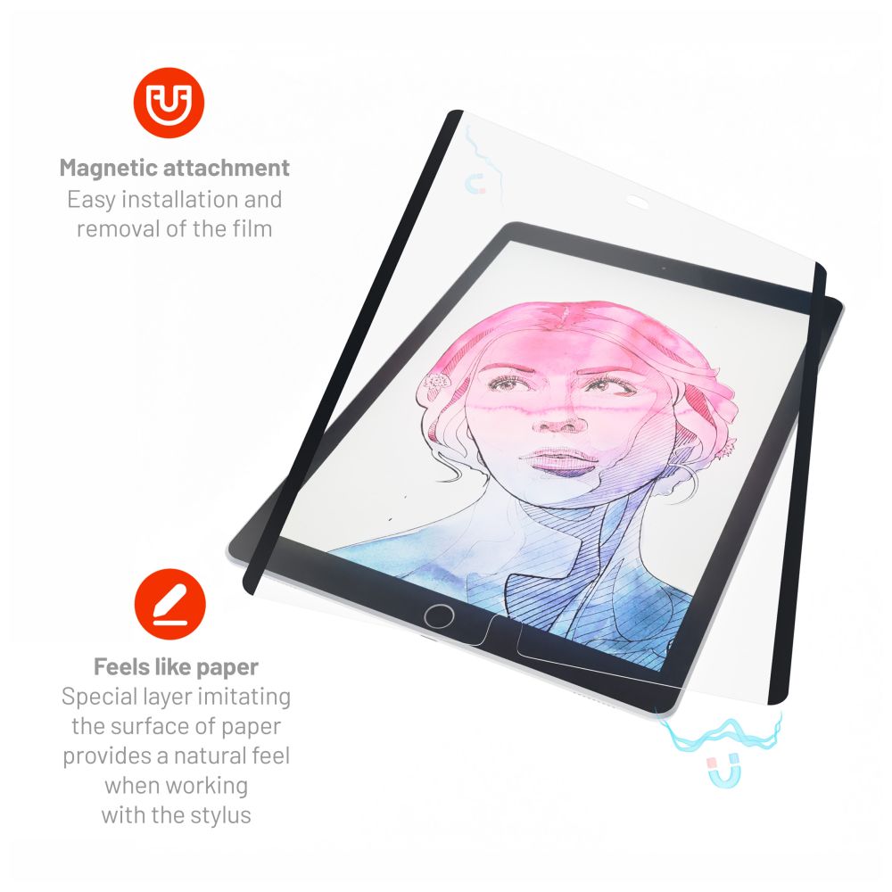 FIXED Film de protection d’écran magnétique effet papier pour Apple iPad 10,2 po (2019/2020/2021)