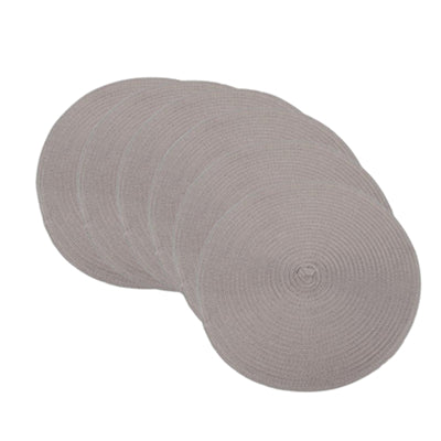 Lot de 6 sets de table ronds tressés en coton et polyester, lavables et résistants à la chaleur, diamètre 38 cm – Gris clair
