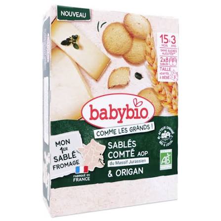 BABYBIO Sablé comté AOP Massif Jurassien&origan 15m.Bio 72g