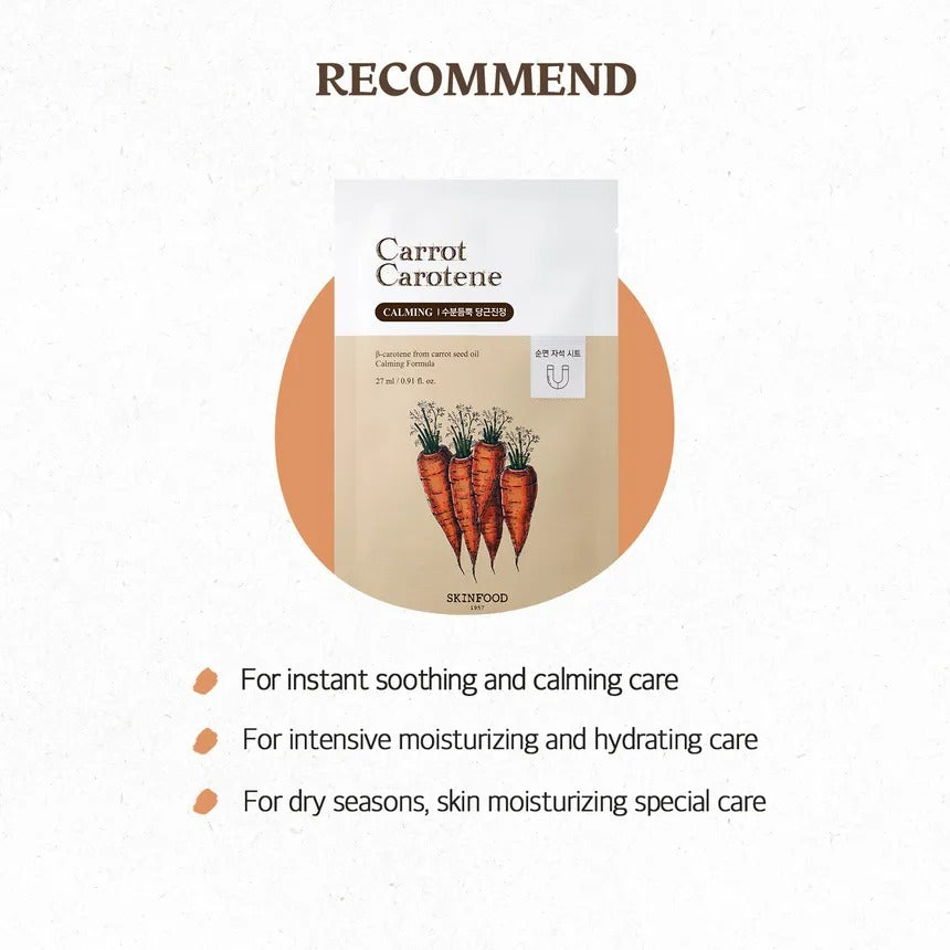 SKINFOOD Masque hydratant réparateur apaisant carotte carotène 27 ml