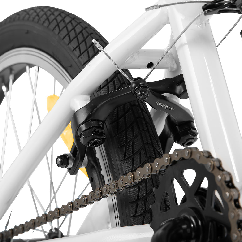 Hiland Redeem Vélo BMX 20" Pour enfants et adolescents Freestyle Débutant à avancé Avec rotor 360 degrés et 4 repose-pieds Blanc