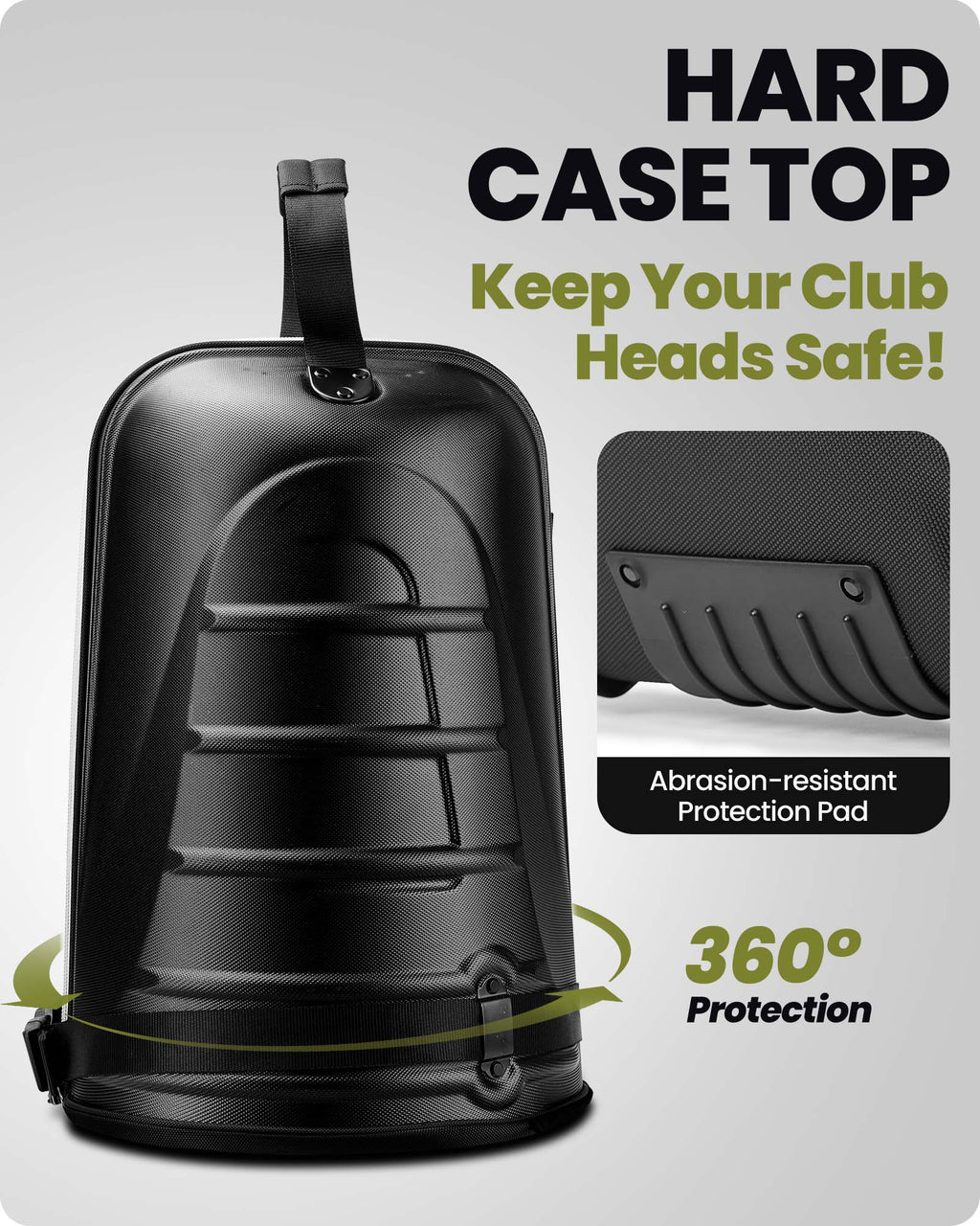 OutdoorMaster Sac de voyage semi-rigide avec roulettes pour clubs de golf - Gris/noir