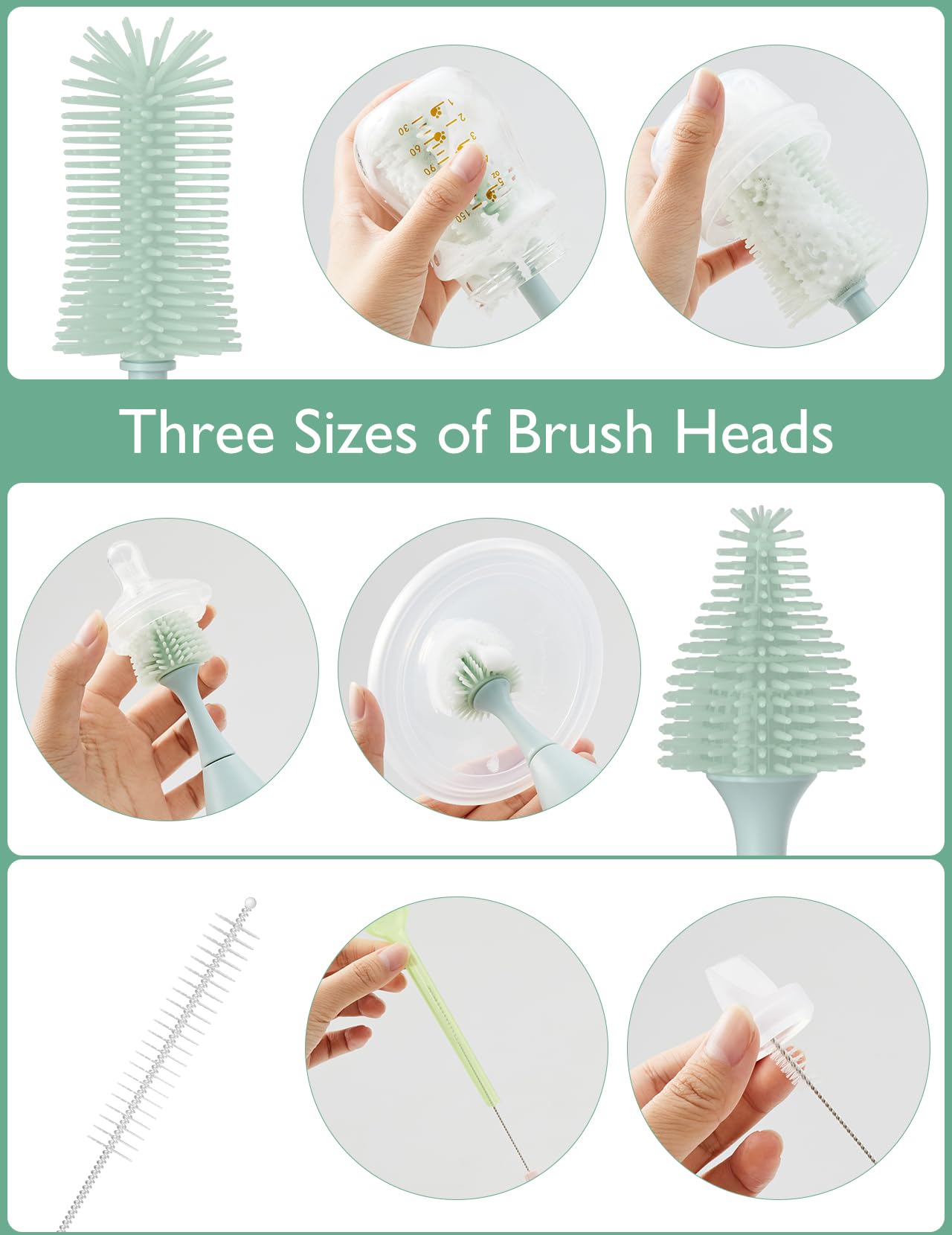 Momcozy Ensemble De Brosses De Nettoyage Pour Bouteilles Moussantes À Pression LS002 Vert 1 Ensemble