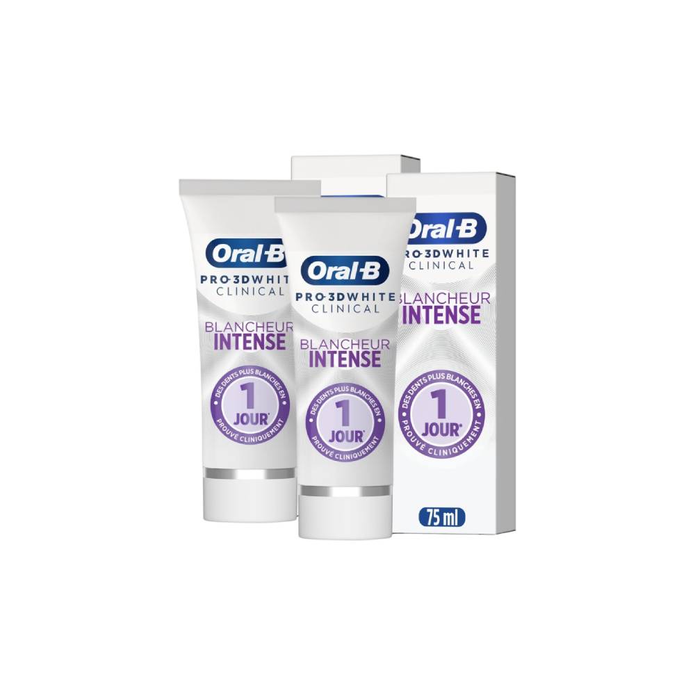 Oral B 3D White Clinical Toothpaste Radiant White 75 ml - Pack of 2 (2 x 75ml = 2 tubes)