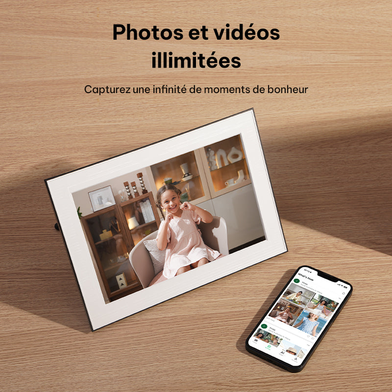 Magic Frame – Cadre Photo Numérique WiFi Full HD 10,1", Photos Anciennes Vivantes, Stockage Cloud Illimité, Affichage de Photos Numériques avec Configuration Facile, Cadeau pour Maman et Papa