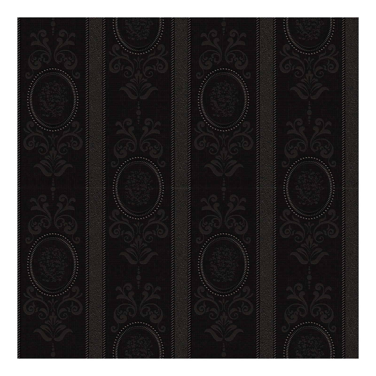 Murgall Rouleau de papier peint adhésif 3D Rococo noir - 44 x 508 cm