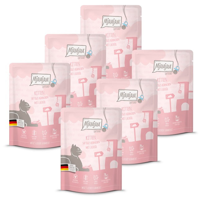[Peut être servi frais pour l'été] MjAMjAM Chaton Quetschie Nourriture humide pour chat Poulet saumon 300 g x 6