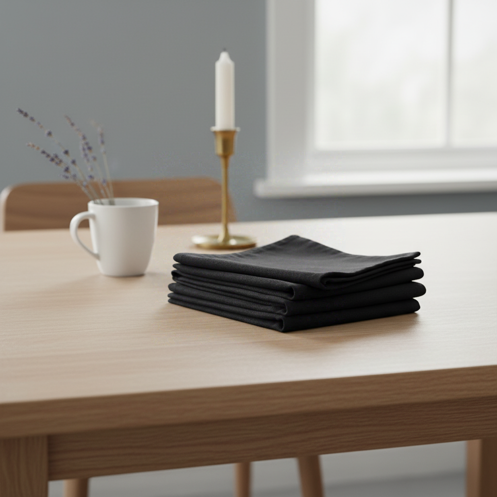 Atmosphera Lot de 4 serviettes de table en coton gris foncé