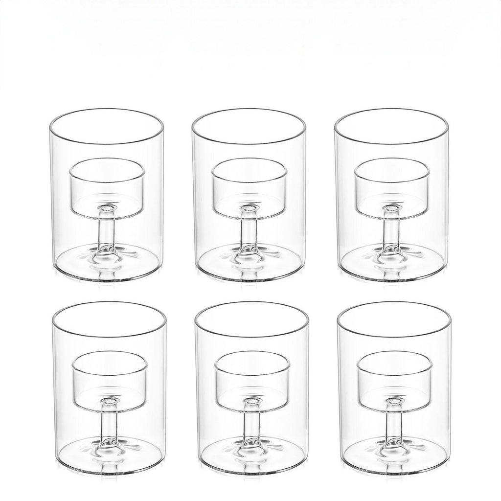 Photophore lanterne-tempête en verre - Lot de 3 photophores transparents pour bougies chauffe-plat, Support de bougie créatif pour centre de table, fête de Noël