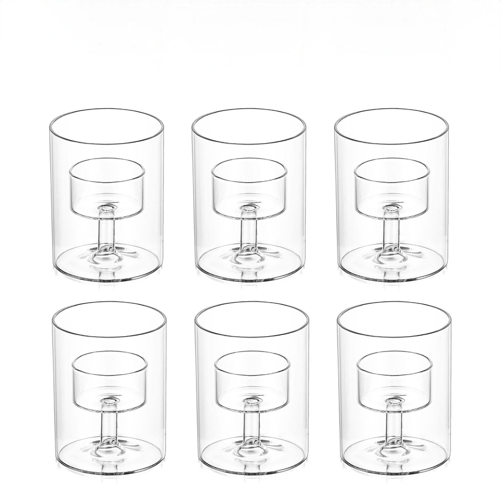 Photophore lanterne-tempête en verre - Lot de 3 photophores transparents pour bougies chauffe-plat, Support de bougie créatif pour centre de table, fête de Noël