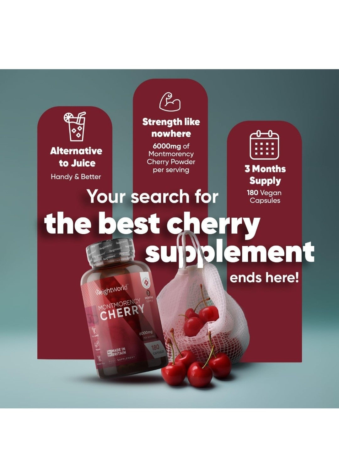 WeightWorld Cerise de Montmorency 6000 mg 180 gélules