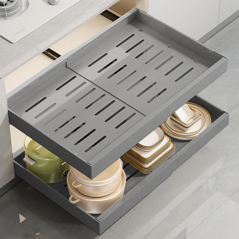 VIVREAL étagère de rangement extensible, petit modèle gris, panier coulissant, acier inoxydable, réglable 12.6–20.5 pouces, facile à installer, modèle S32G, promotion de la Fête du Printemps, choix privilégié pour cadeau annuel