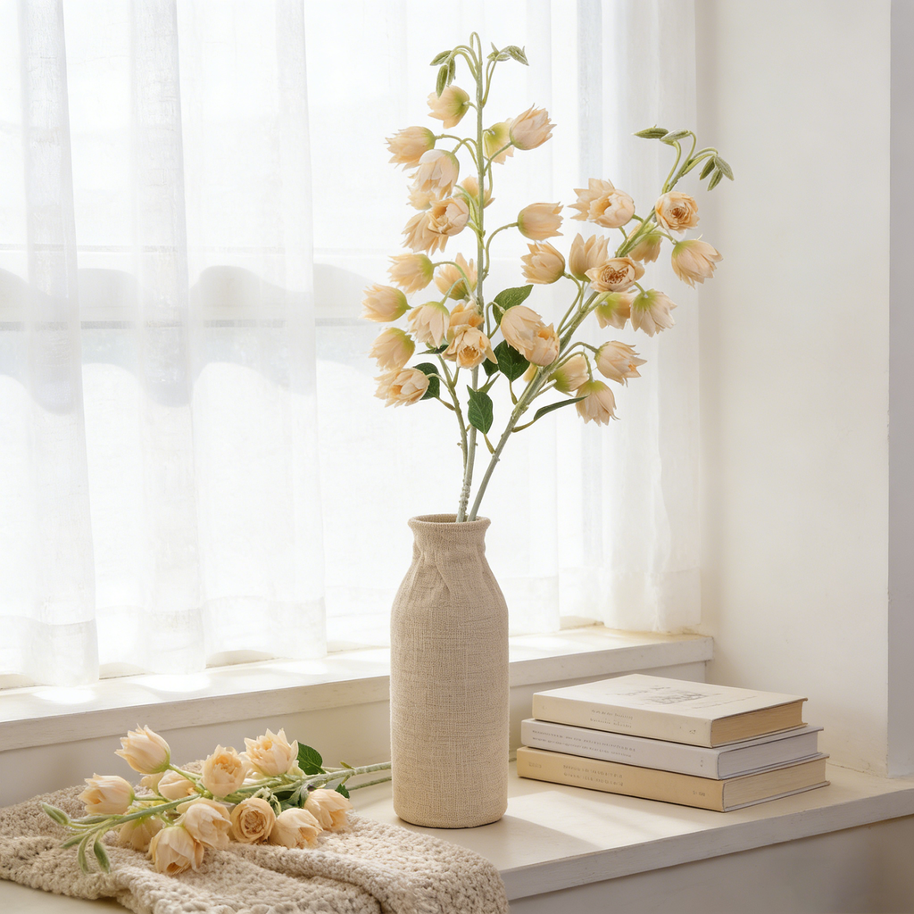 Yuejia 3 pcs 33 in/84 cm fleur en soie campanule artificielle plantes fausses d'extérieur fleur en fausse soie