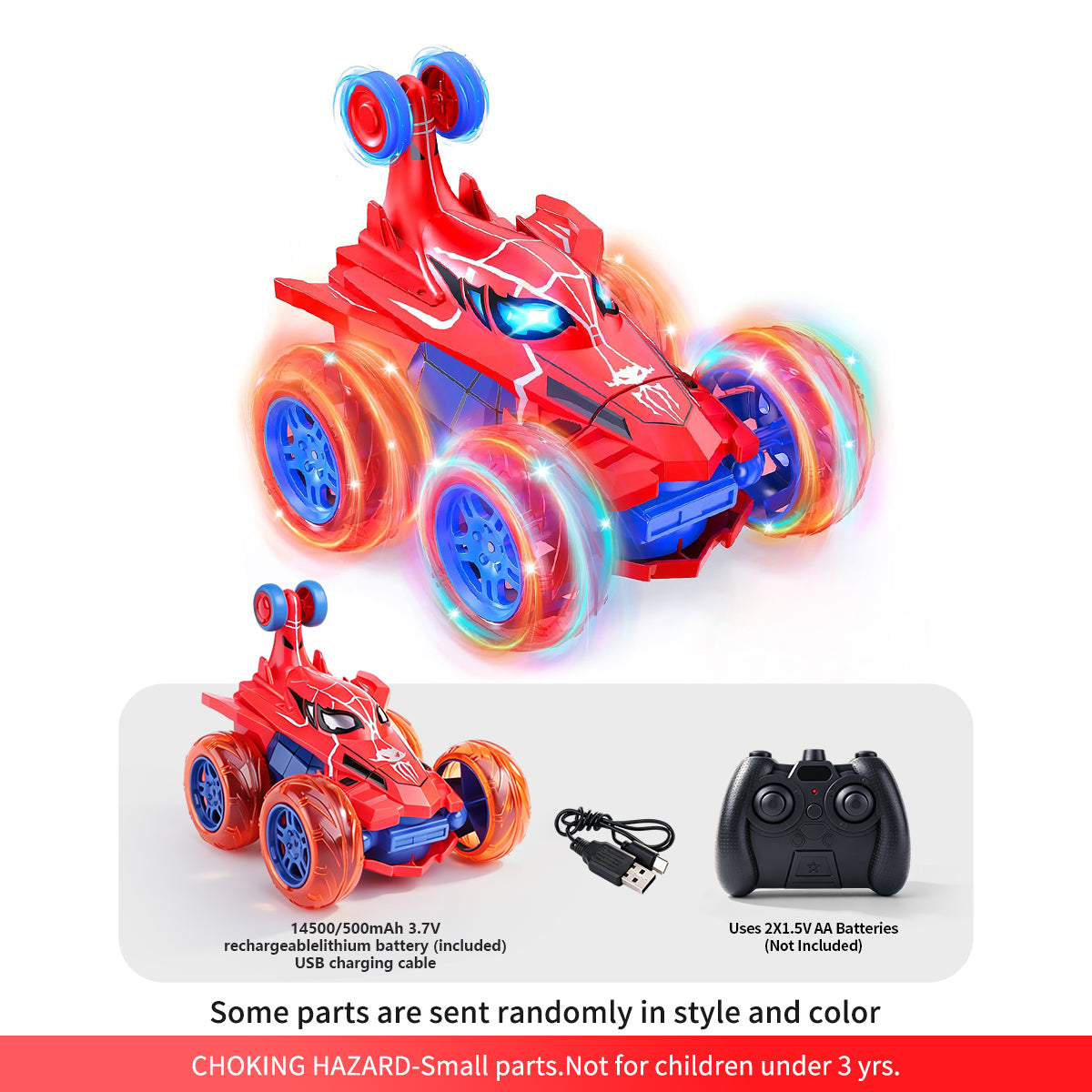 Jouet Voiture RC Spider, Voiture Télécommandée de Cascade 4WD Rechargeable Cool avec Des Loopings à 360° et Lumières Brillantes, Cadeau Jouet d'Extérieur Amusant pour Enfants de 4 à 12 Ans, Idéal pour Anniversaire ou Noël