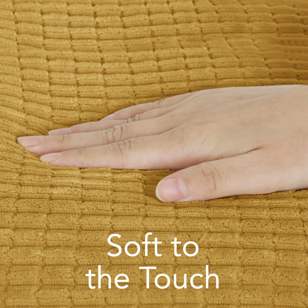 Deconovo Housse de coussin en velours, coloris doré, 45 x 45 cm, 1 pièce