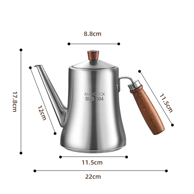 Maxcook bouteille pour huile d’olive et huile de cuisine en acier inoxydable 304 (33.8 onces/1000 ml) - bouteille à huile antifuite - poignée en bois de hêtre