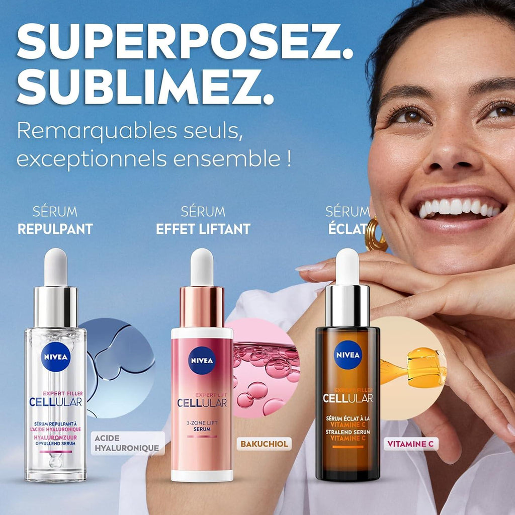 NIVEA Coffret Visage Cellular Expert Filler 3 Sérums Layering