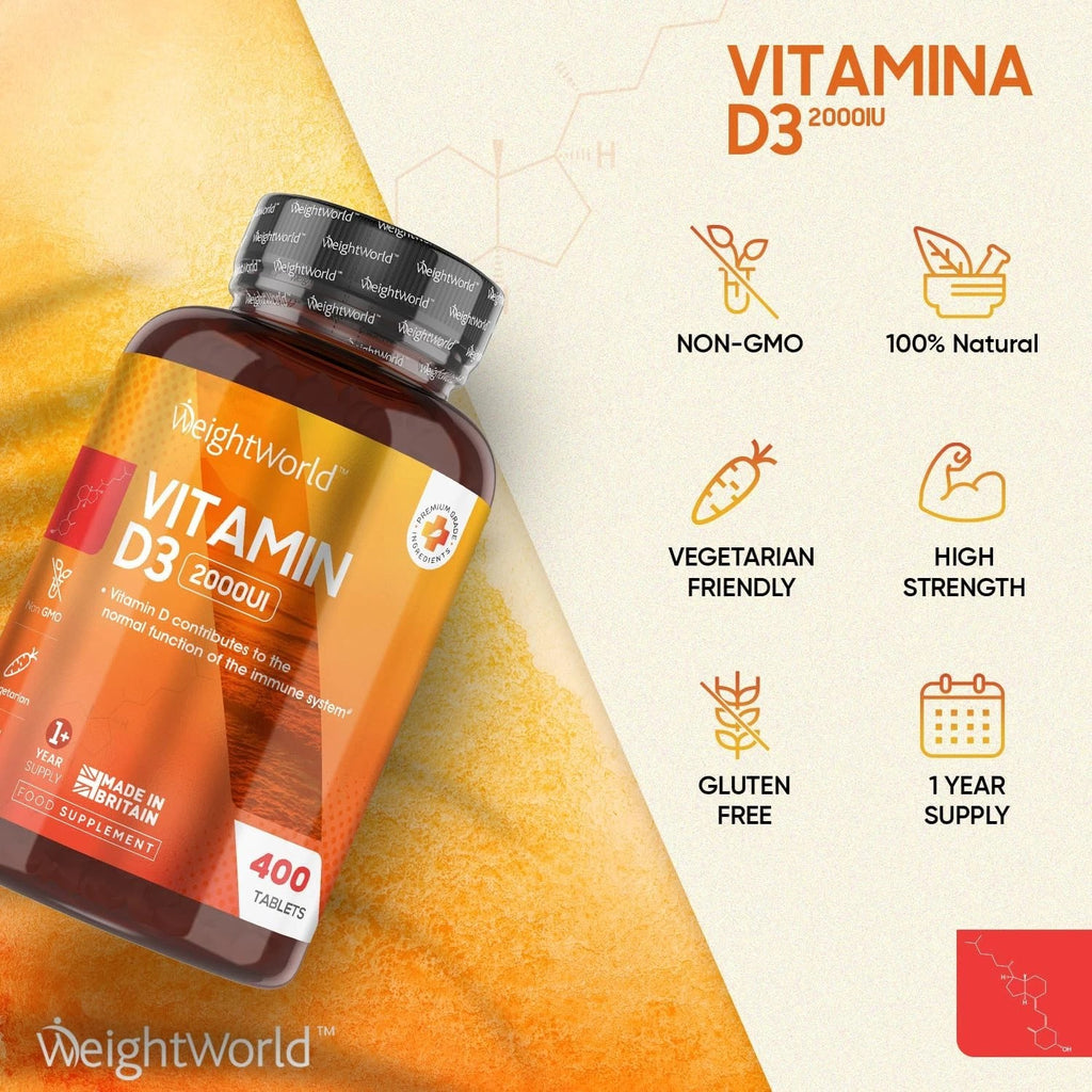 WeightWorld Vitamine D3 2000 UI 400 comprimés