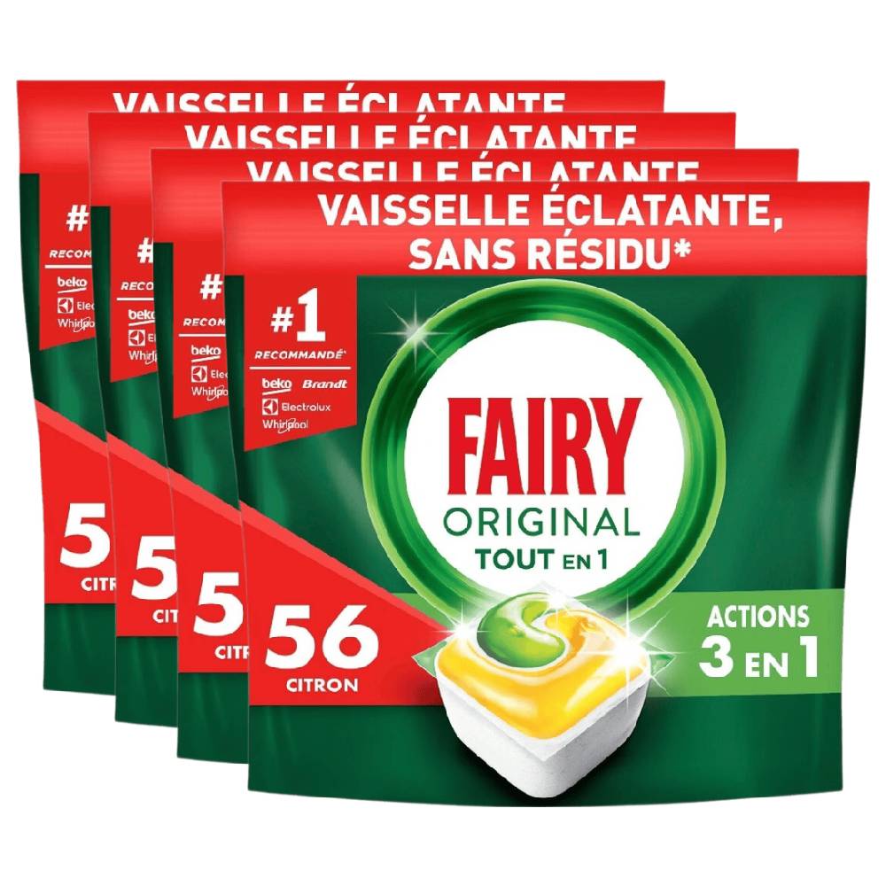 Fairy Tablettes Lave-Vaisselle Tout-en-1 Citron 4 x X56 (= 224 Tablettes)