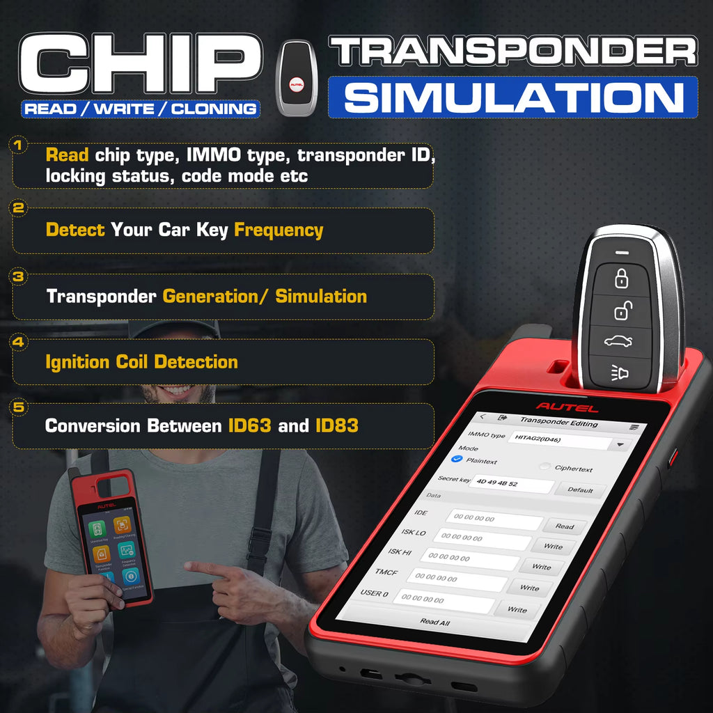 Autel MaxiIM KM100 KM100X Outil de programmation de télécommandes de clé auto Génération de clé 60 s OBD IMMO Apprentissage de clé Mise à jour gratuite