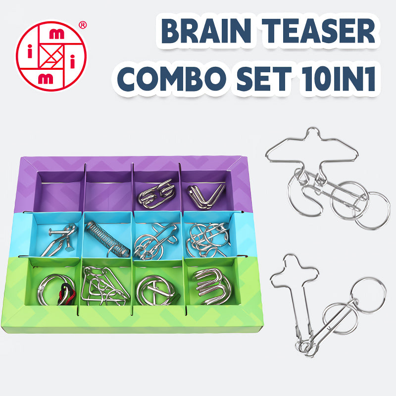 MIMI 10-en-1 Set de Casse-têtes en Fil Métallique Jouet Logique Cadeau pour Enfants et Adultes