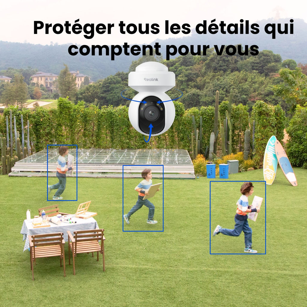 REOLINK E540 Caméra Wi‑Fi d’extérieur 2K+ 5 MP avec zoom optique 3x, panoramique et inclinaison – Blanc