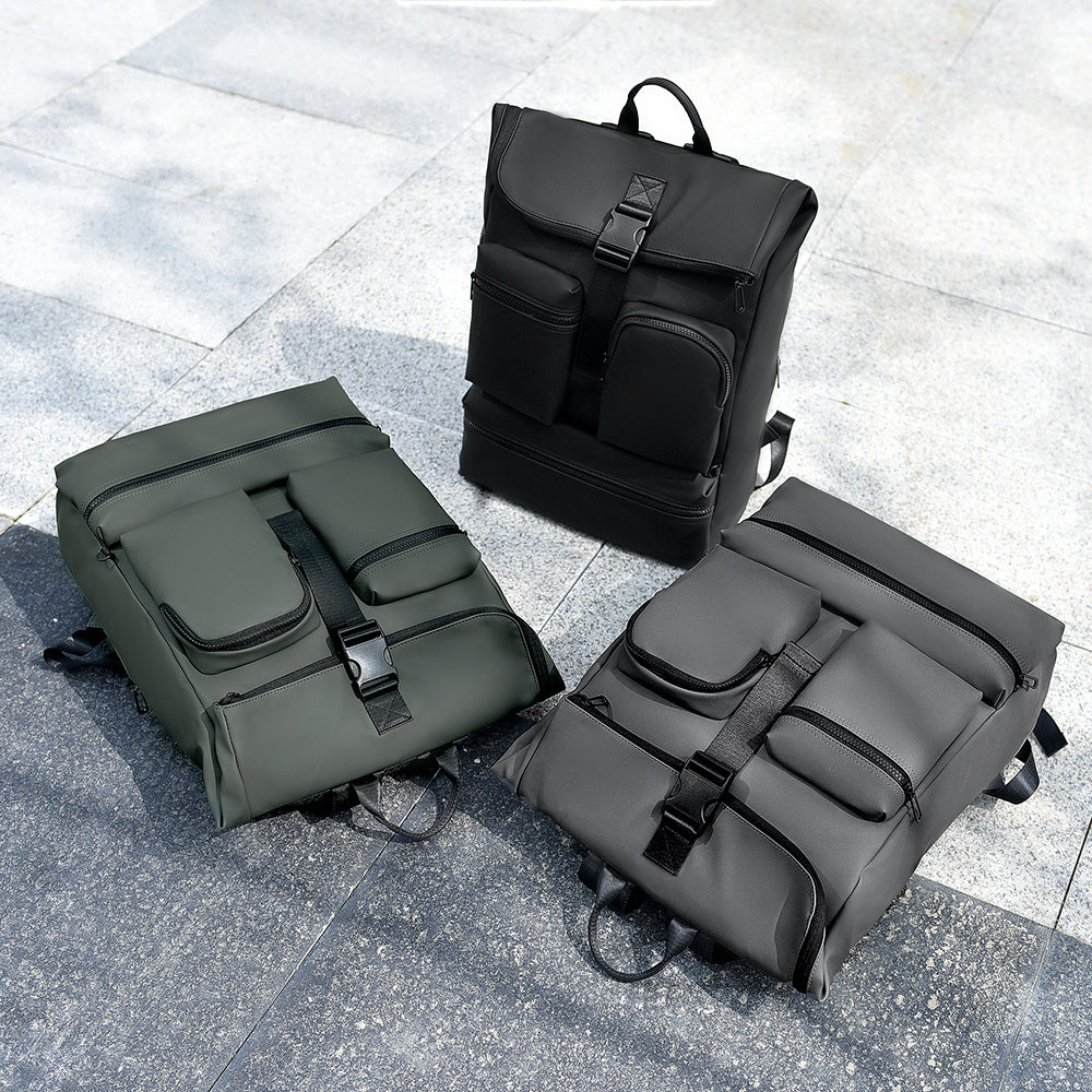 Sac à dos ordinateur portable professionnel 15,6 pouces à rabat hydrofuge Multi poches externes Poches arrière antivol Sac à dos décontracté Pour bureau et voyage quotidien