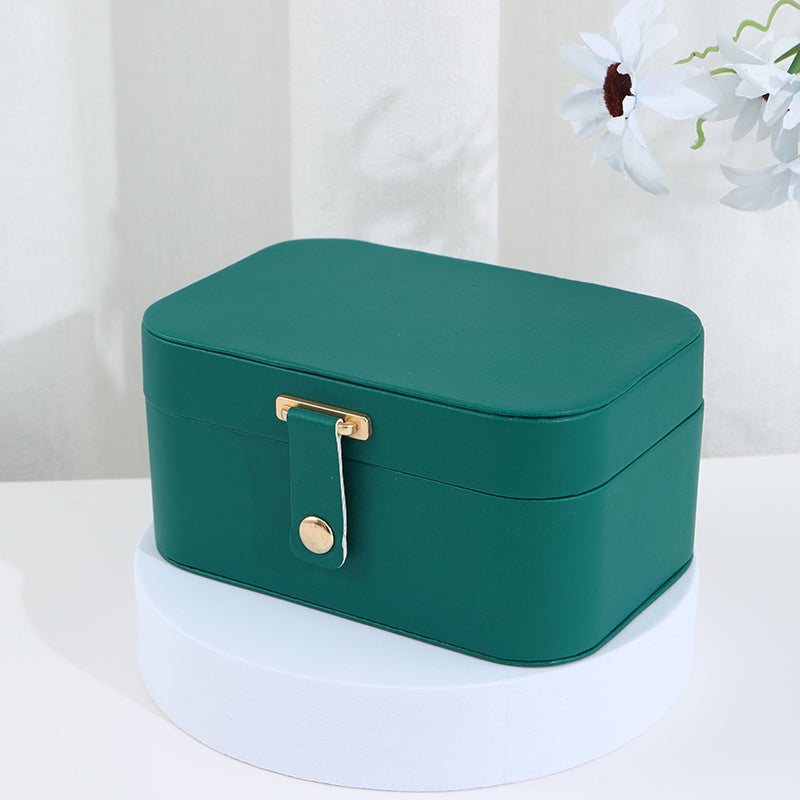JORDAN&JUDY Boîte à bijoux à plusieurs niveaux pour boucles d’oreilles, bagues et colliers - 2 niveaux vert foncé