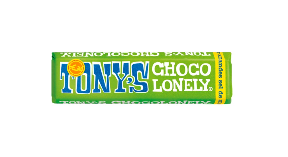 TONY'S CHOCOLONELY Chocolat noir aux amandes et sel de mer - 47 g