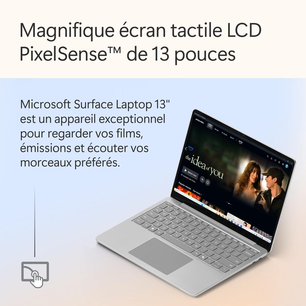 Microsoft Surface Laptop 13" Copilot+ PC, Snapdragon X Plus, 16 Go RAM, 512 Go SSD, Windows 11 Famille, Platine