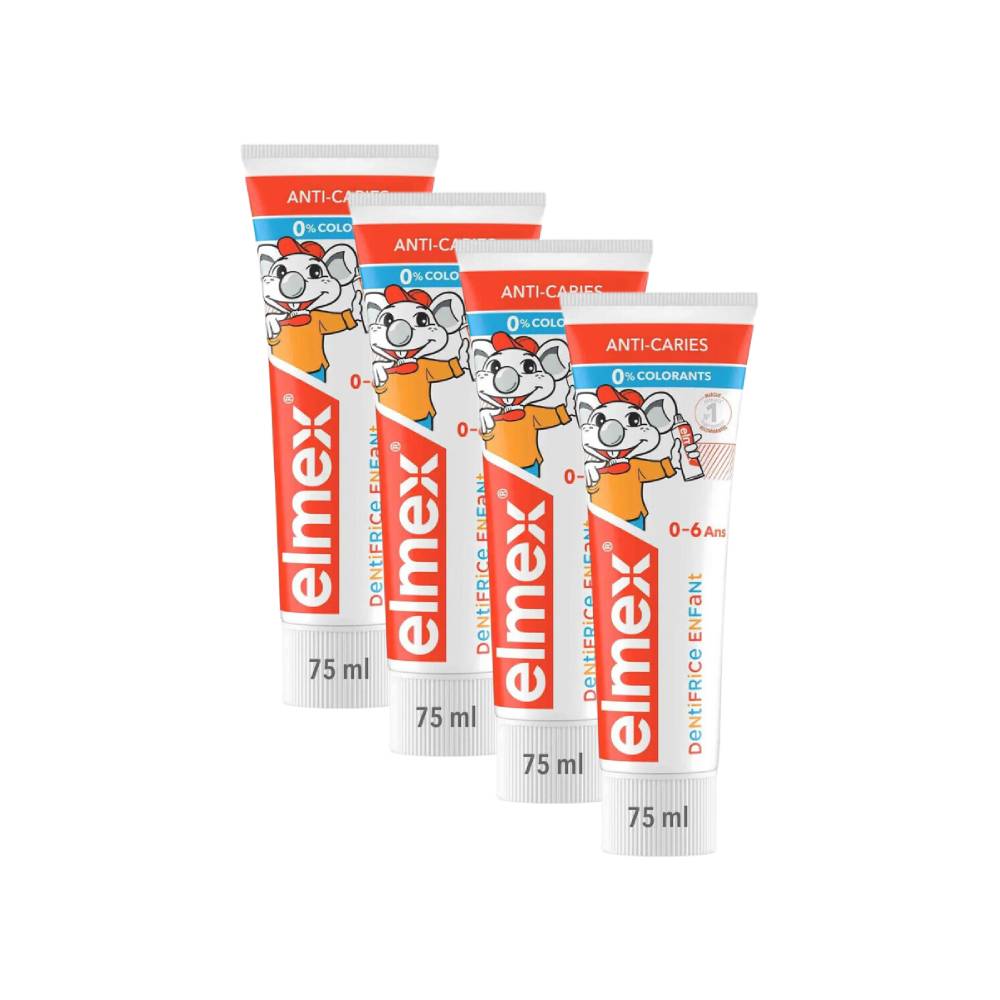 Elmex Kids Toothpaste 06 Years – Gentle Swiss Fluoride Toothpaste 75 ml - Pack of 4 (4 x 75ml = 4 tubes)
