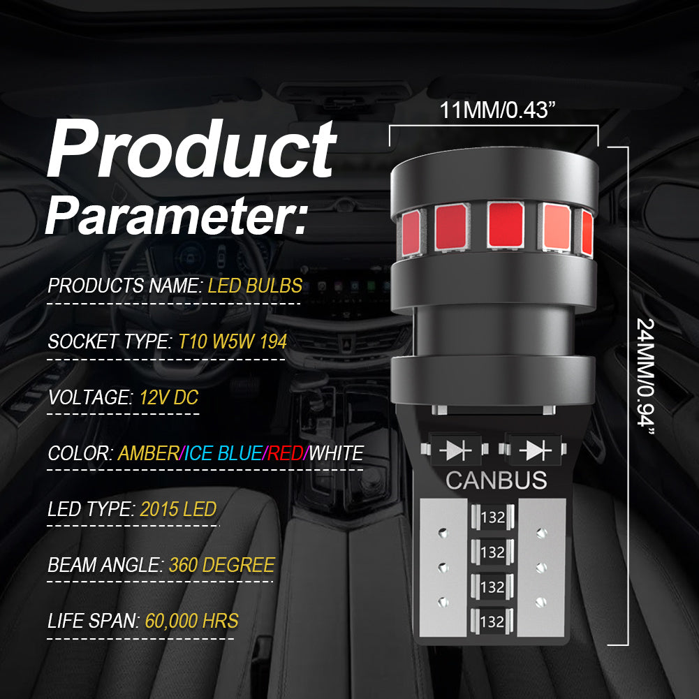 OUSHI Ampoules LED W5W T10 501 194 168 2825, 12 V, compatibles Canbus, sans erreur de clignotement, de remplacement pour éclairages intérieurs de voiture (plafonniers