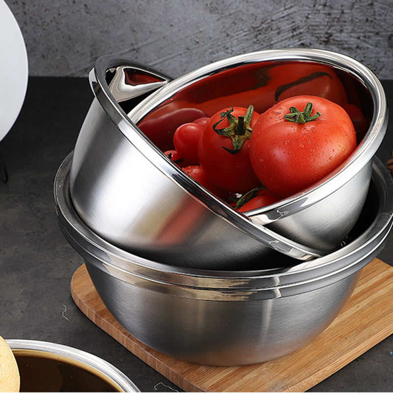 Maxcook Lot de 5 bols en acier inoxydable 304 avec égouttoir - bols épaiscis pour légumes et assaisonnements - 30 cm (MCWA797)