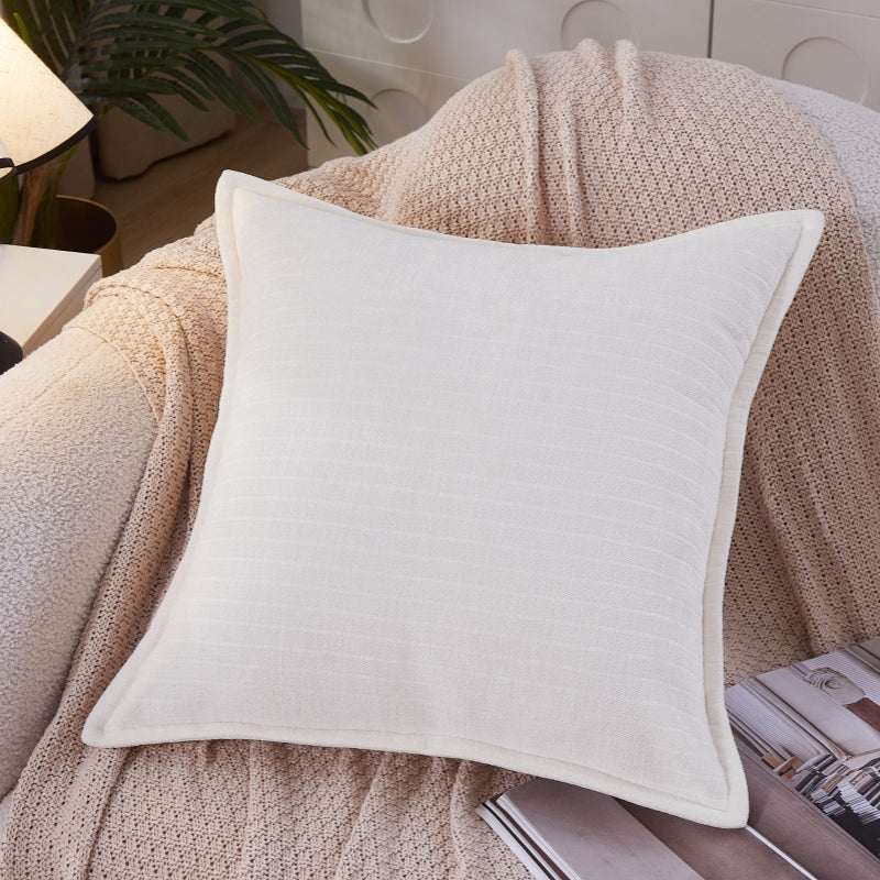 MEROPE, Housse de coussin classique en polyester multicolore, 50x50 cm, blanc, 1 pack