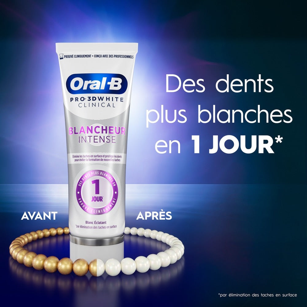 Oral B 3D White Clinical Toothpaste Radiant White 75 ml - Pack of 2 (2 x 75ml = 2 tubes)