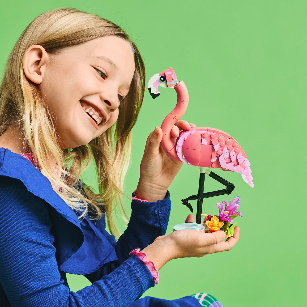 LEGO Creator 3 en 1 Ensemble de Construction Animaux Sauvages 31170 – Flamant Rose, Perruche Rose, Axolotl Rose (288 Pièces)