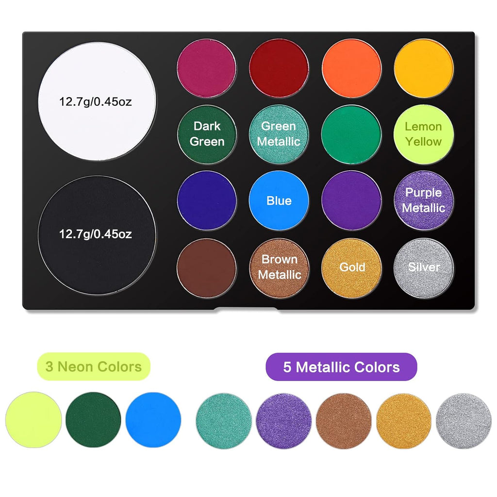 UCANBE Coffret professionnel aquarelle visage Astéroïde 18 couleurs et pinceaux