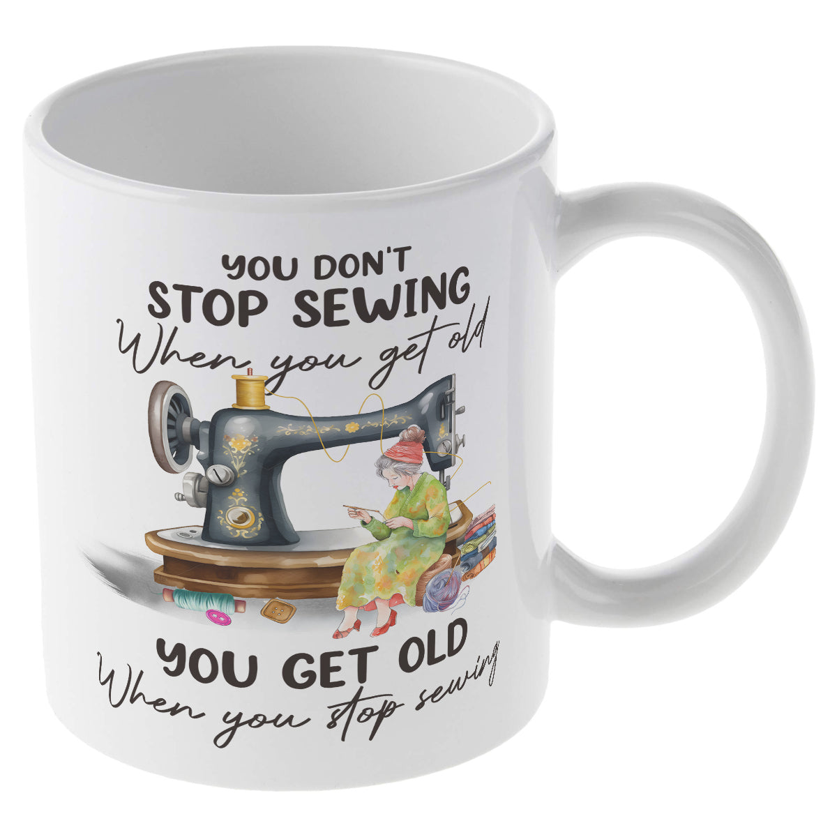 Alphynix 1 pièce, Mug à café humoristique, Tasse à café en céramique 325 ml, Tasse à eau, Article pour boissons été hiver, Meilleur cadeau pour passionné de couture