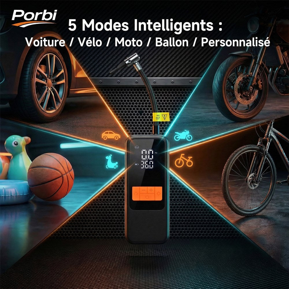 Pompe à air portable Porbi Q16, Noir
