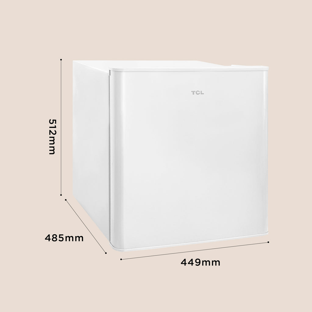 TCL RF60DWE0FR Mini réfrigérateur 45 L – Réfrigérateur de table compact pour boissons, en-cas & rafraîchissements, pieds réglables, étagère en verre trempé