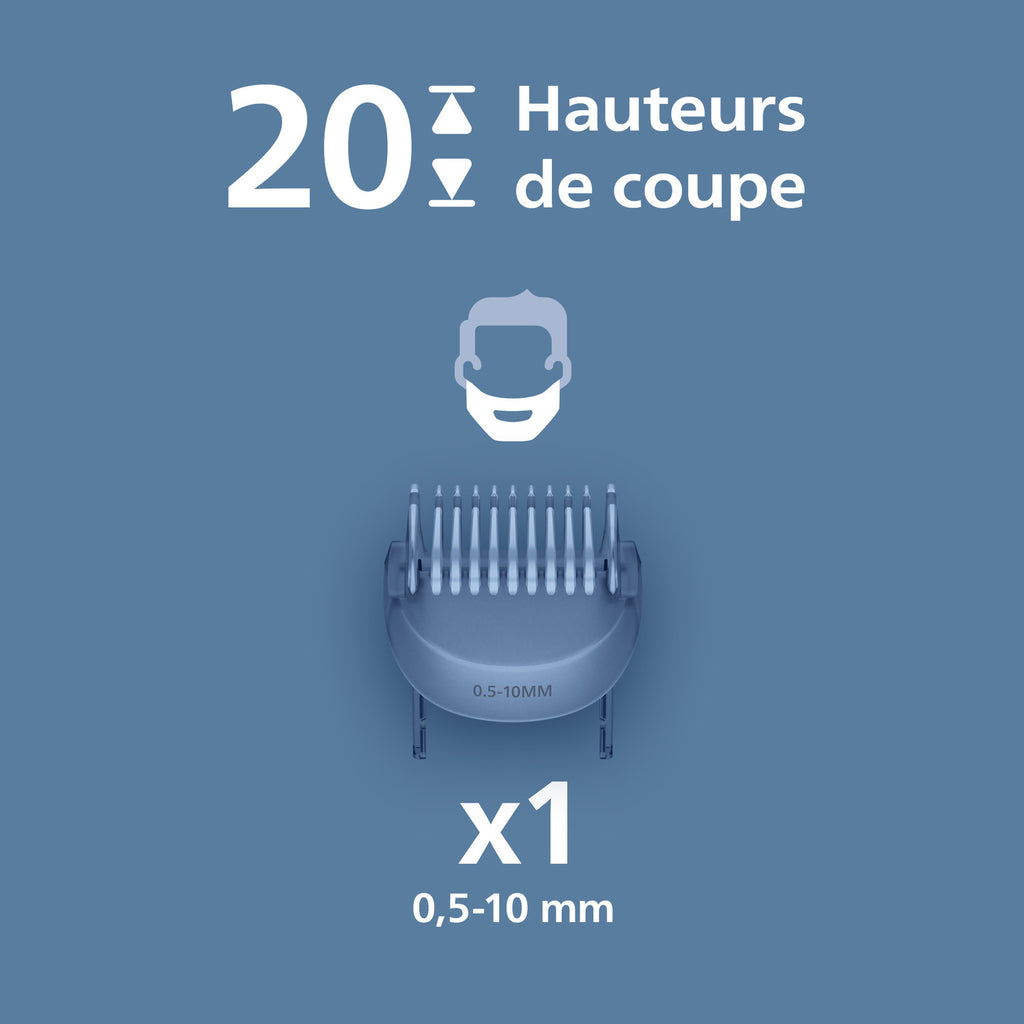 Philips Beard Trimmer Series 3000 BT3619/15 - Tondeuse à Barbe Rechargeable - 20 Hauteurs de Coupe - Lift & Trim - 100 % Étanche - Noir