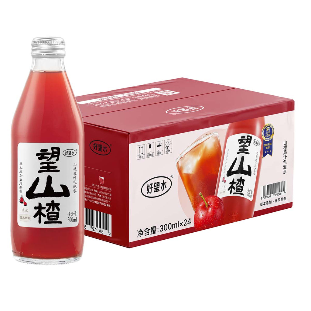 Hope water Hydratation rafraîchissante Hao Wang Shui boisson au jus pétillant d'aubépine, 300 ml x 24 bouteilles, Conditionnement en caisse de gros
